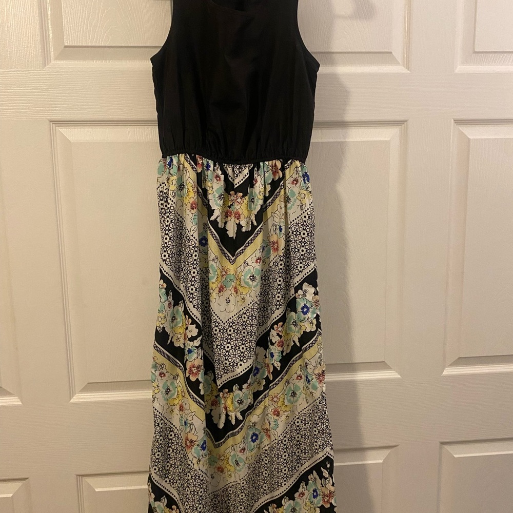 Floral Maxi Dress with Black Top